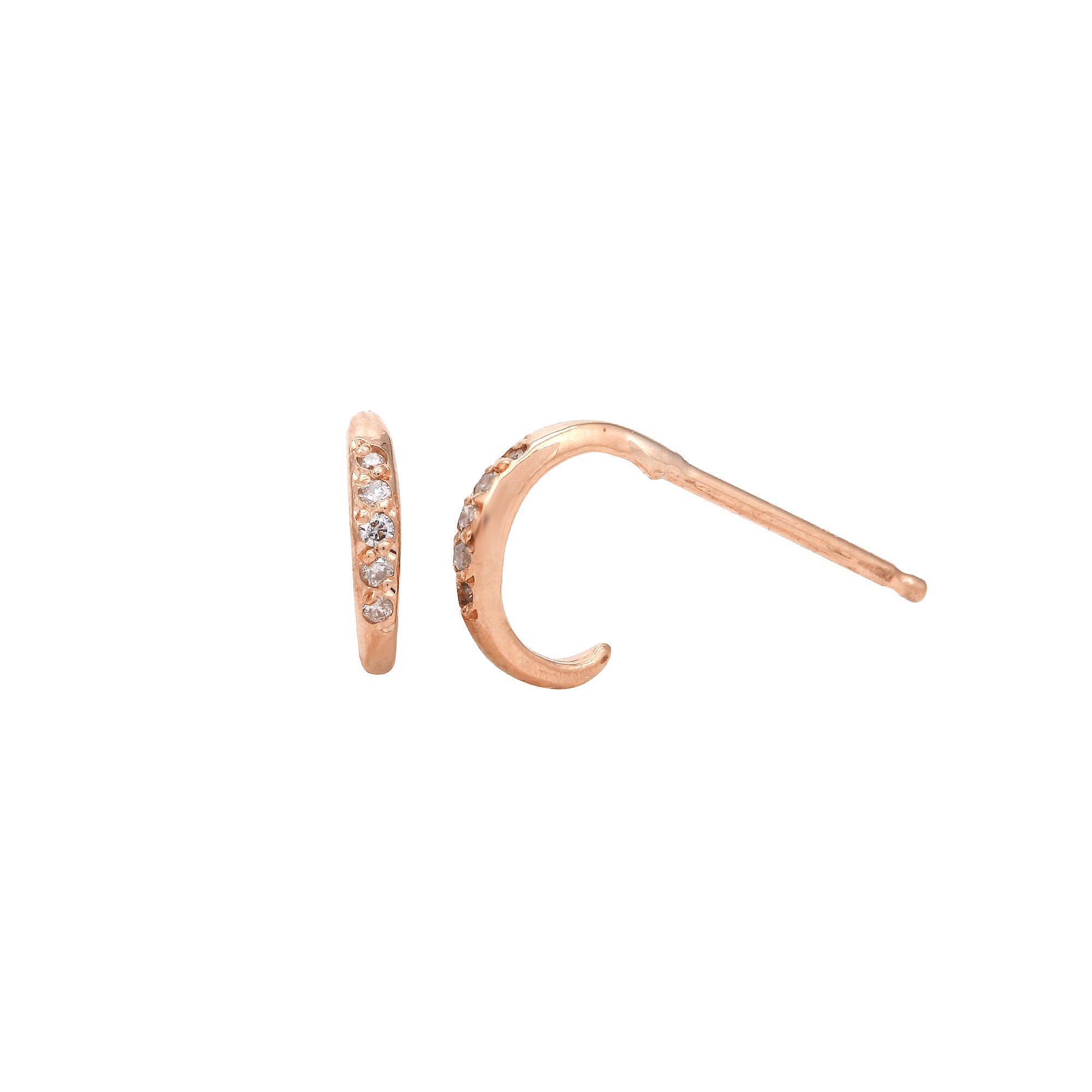 Diamond Half Hoop Pavé Stud Stud Earrings Jaine K Designs Rose Gold  