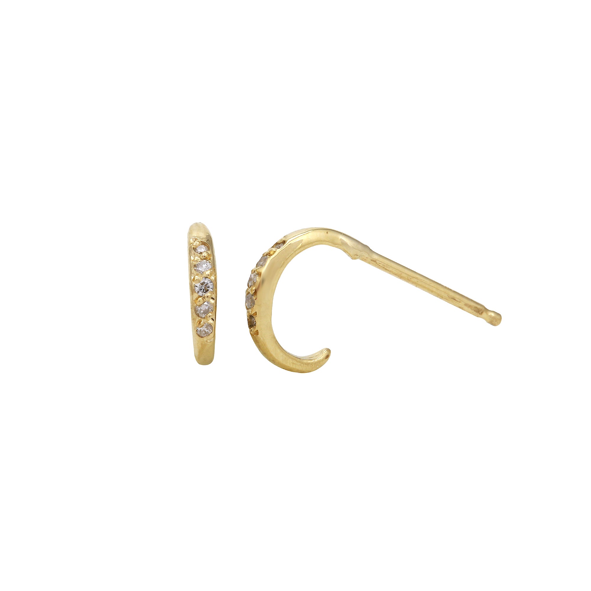 Diamond Half Hoop Pavé Stud Stud Earrings Jaine K Designs Yellow Gold  