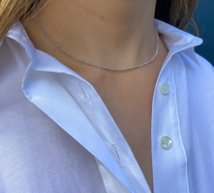 Beaded Strand Necklace, Gray Diamond Collar Bare Collection   