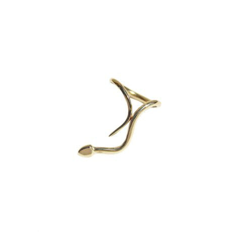 Plain Mini Snake Ring Band Perez Bitan Yellow Gold  