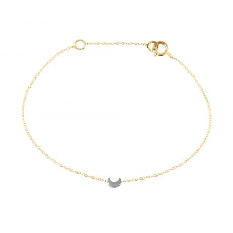 Crescent Moon Bracelet Chain Bracelet Jaine K Designs YG White Gold Moon