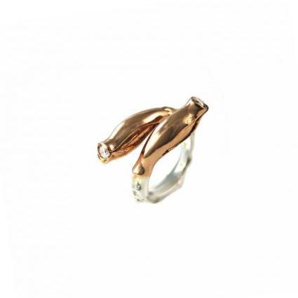 Mini Rosebud Ring with Diamonds Ring Roseark 2-Tone 6