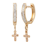 Cross Pave Huggies Huggie Earrings Jaine K Designs Rose Gold  