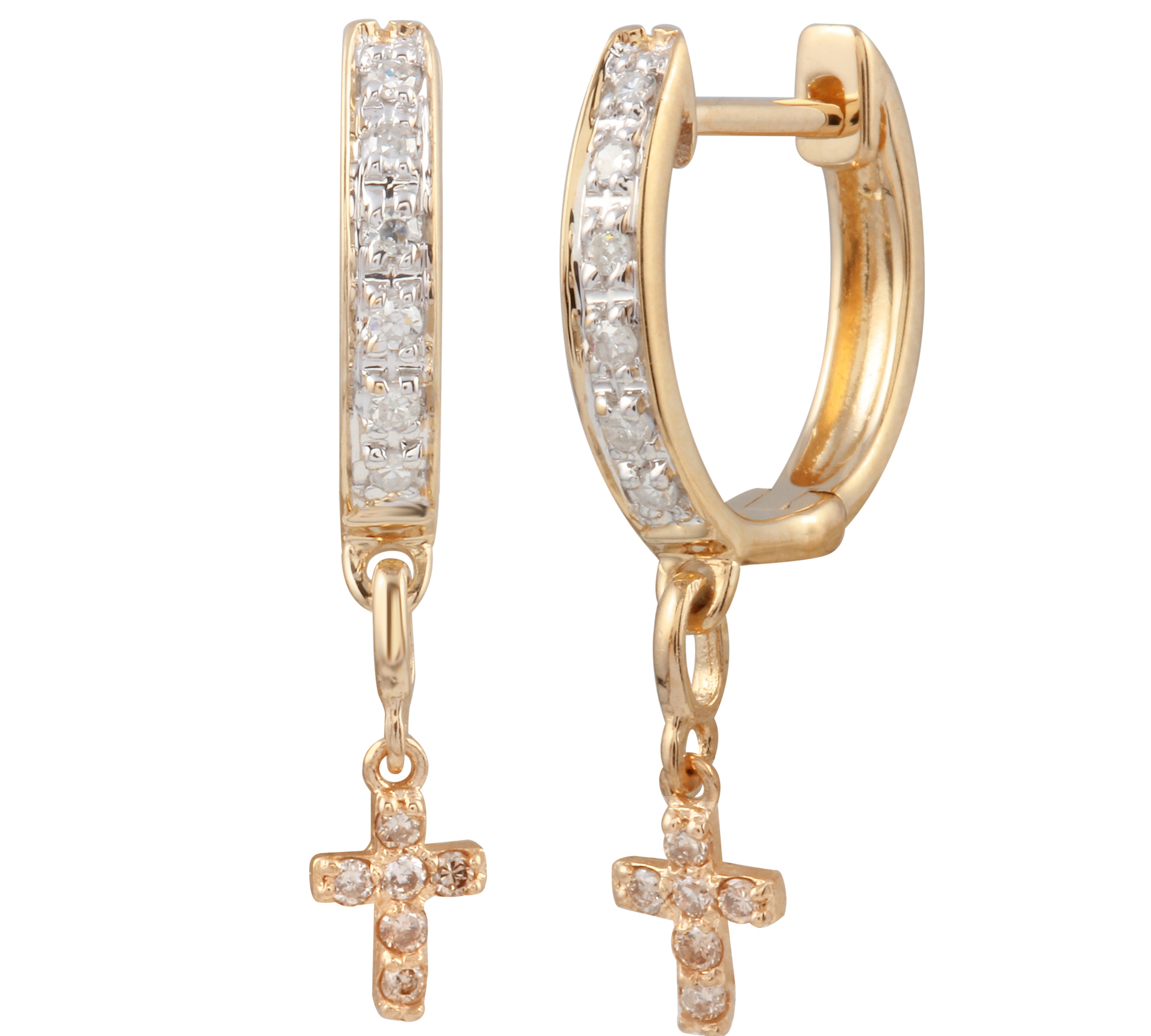 Cross Pave Huggies Huggie Earrings Jaine K Designs Rose Gold  