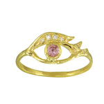 Pink Sapphire Eye with Diamond Lashes Ring Rings Jaine K Designs   