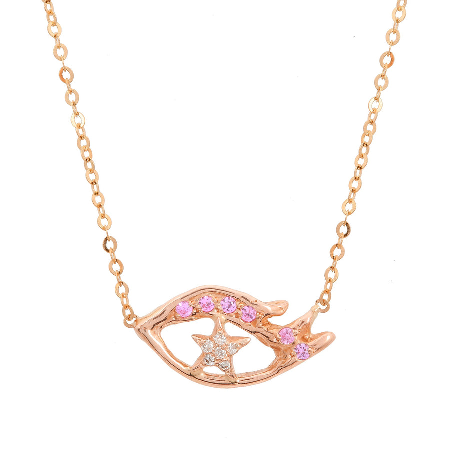 Diamond and Pink Sapphire Starry Eyed Necklace, RG Pendant Jaine K Designs   