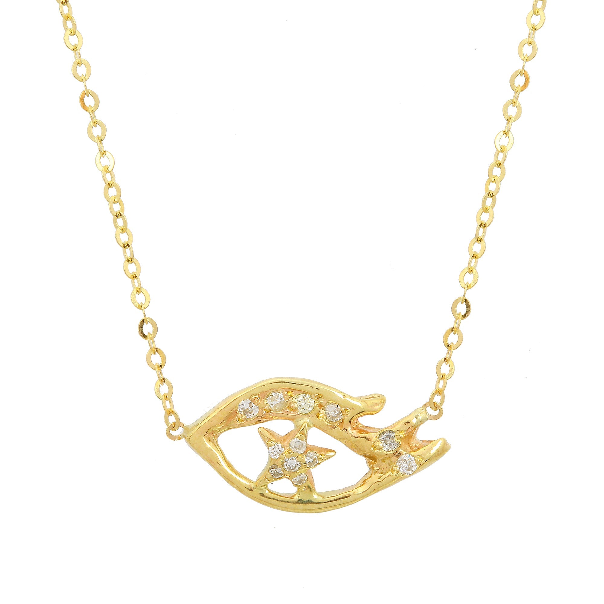 Diamond Starry Eyed Necklace, Yellow Gold Pendant Jaine K Designs   