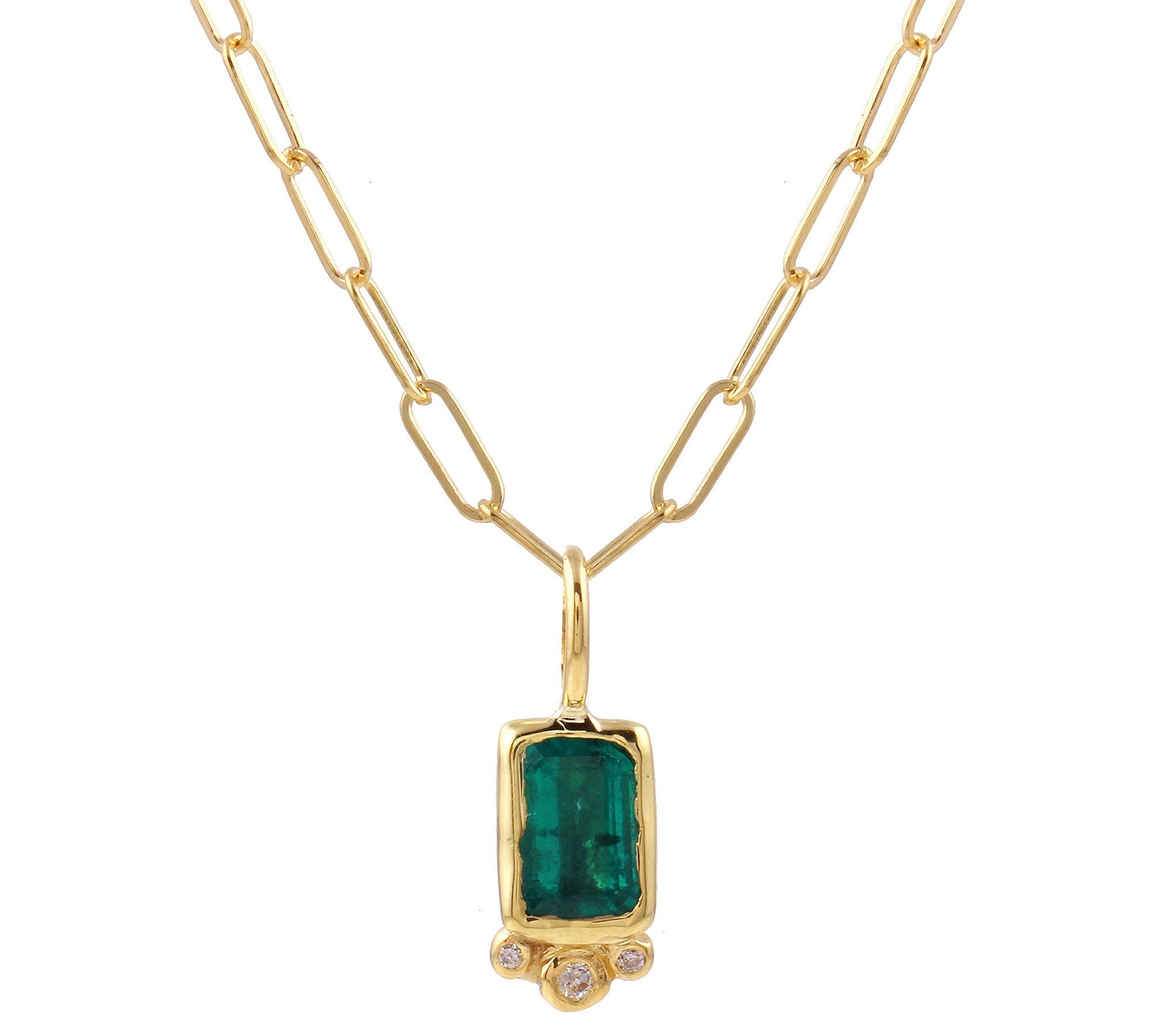 Rectangle Emerald Necklace Pendant Jaine K Designs   