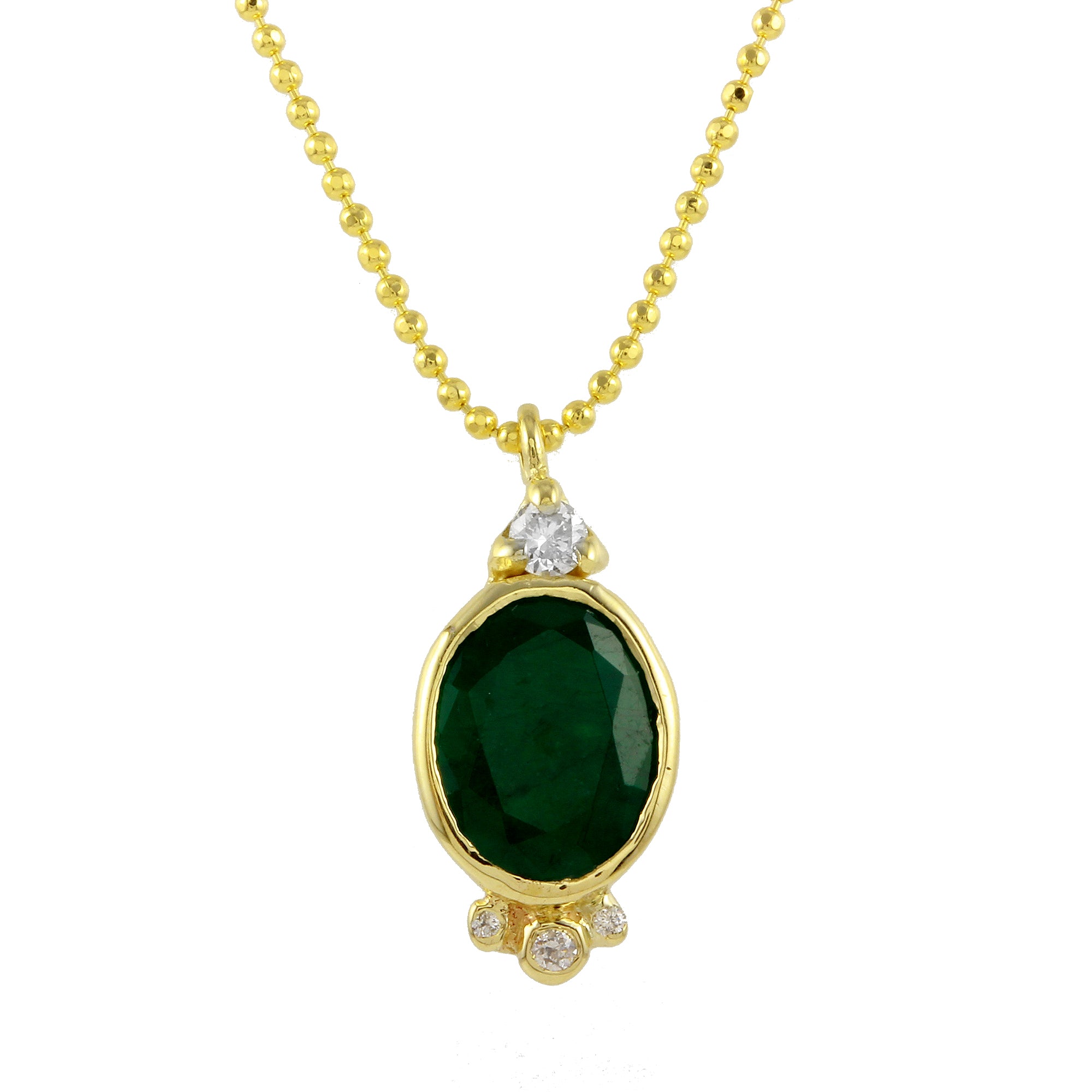 Oval Necklace, Emerald Pendant Jaine K Designs   