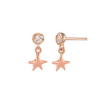 Star Dangle Stud Earrings Jaine K Designs Without Diamond Bezel Rose Gold 
