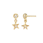 Star Dangle Stud Earrings Jaine K Designs With Diamond Bezel Yellow Gold 