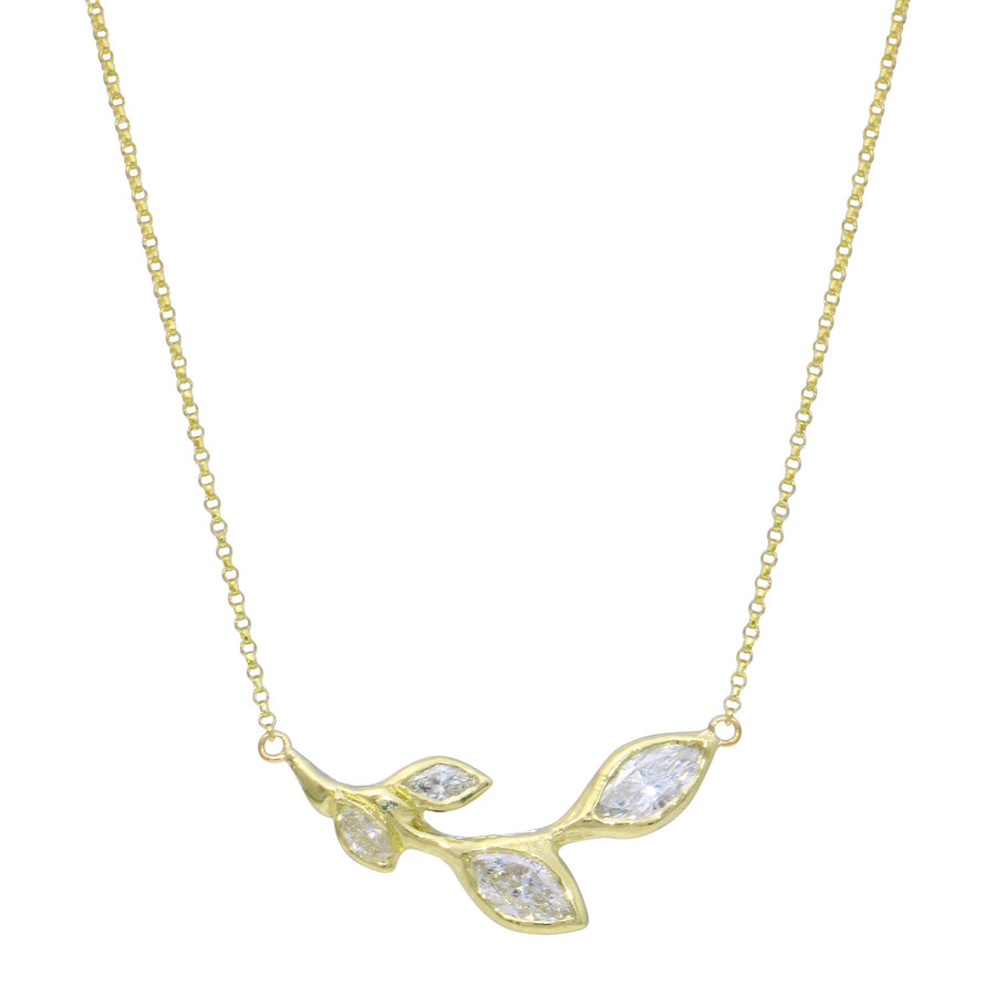 Four Leaf Diamond Necklace Pendant Jaine K Designs Yellow Gold  
