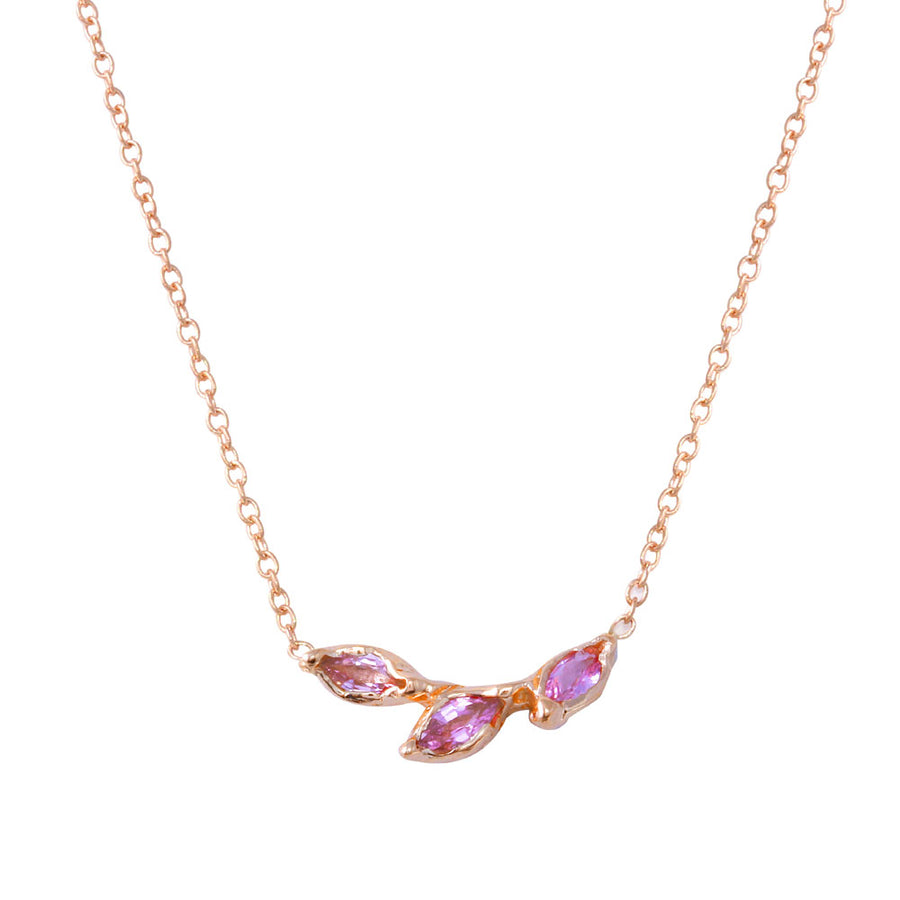Three Leaf Pink Sapphire Necklace Pendant Jaine K Designs   