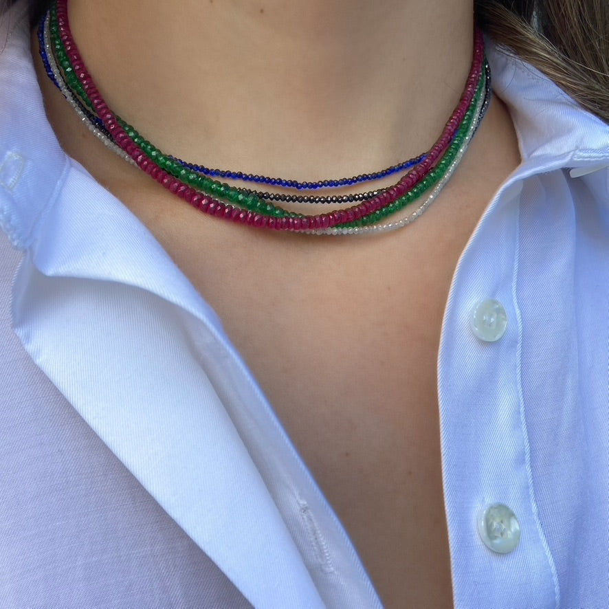 Ruby Strand Necklace, Yellow Gold Collar Bare Collection   