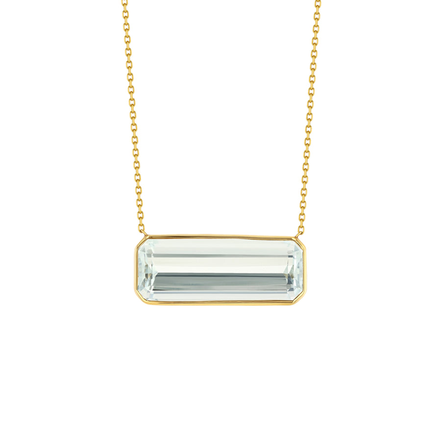 Elongated Aquamarine Necklace Pendant Amy Gregg Jewelry   