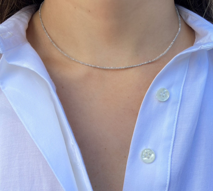 Beaded Strand Necklace, Gray Diamond Collar Bare Collection   