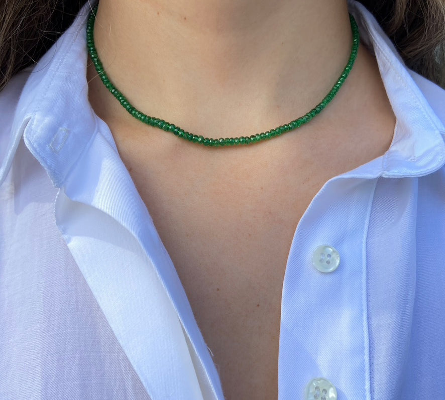 Beaded Strand Necklace, Tsavorite Collar Bare Collection   