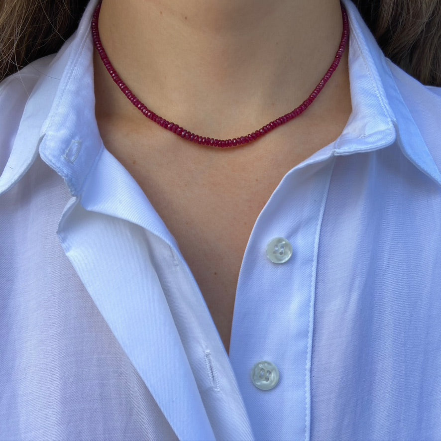 Ruby Strand Necklace, Yellow Gold Collar Bare Collection   