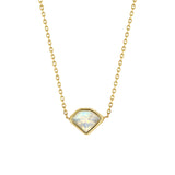 Bezel Set Rainbow Moonstone Necklace Pendant Amy Gregg Jewelry   