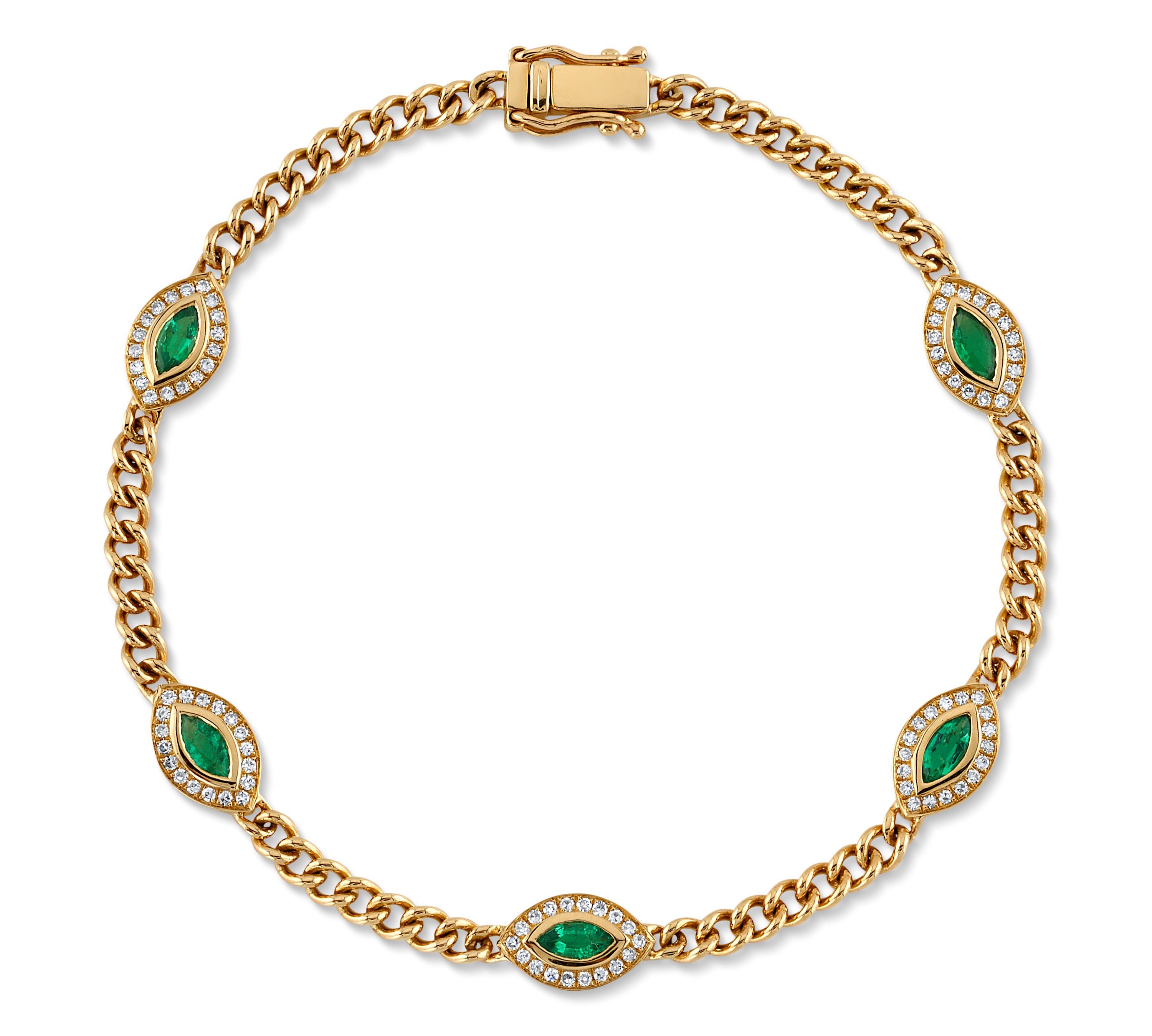 All Seeing Eye Bracelet Chain Roseark Deux Emerald  