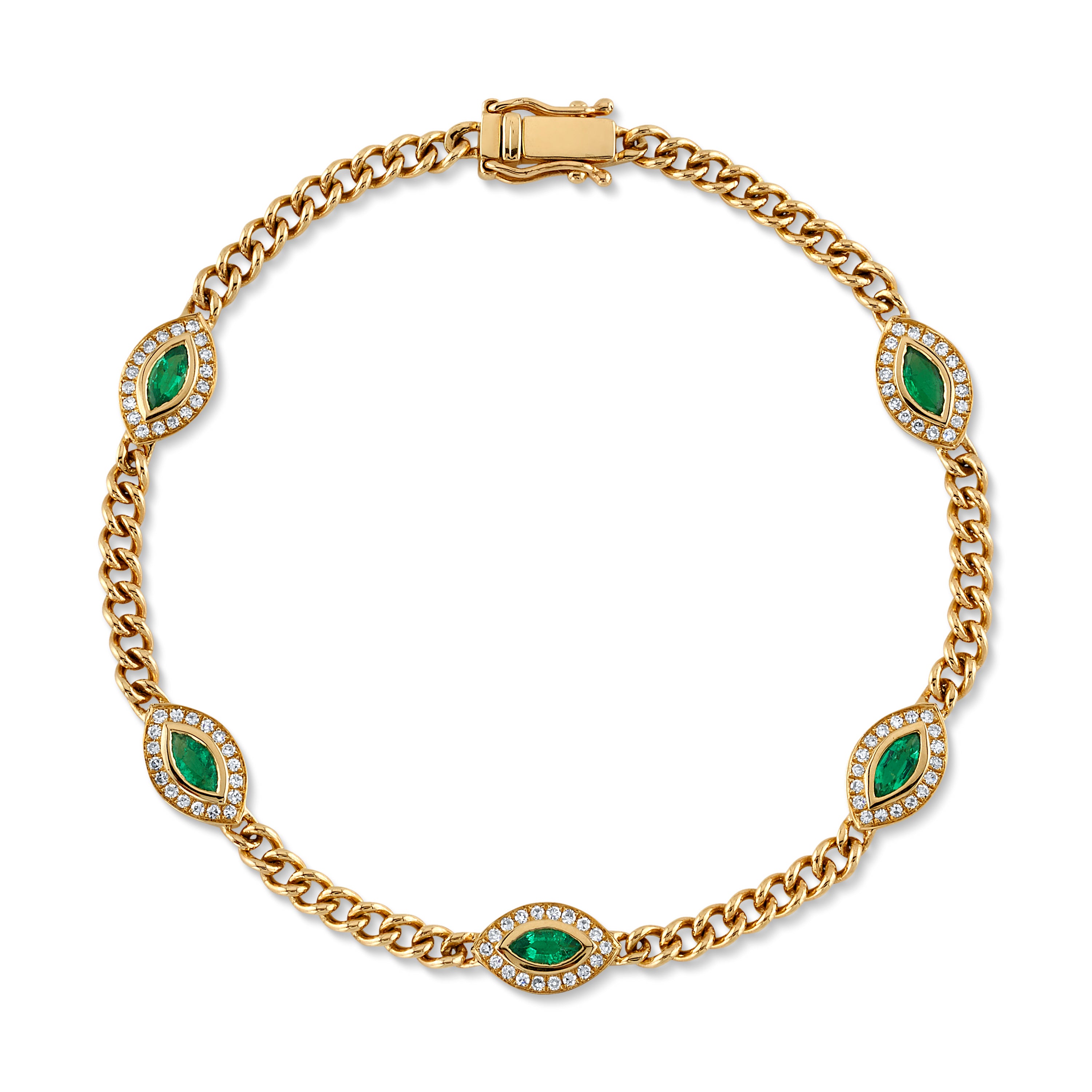 All Seeing Eye Bracelet Chain Bracelet Roseark Deux Emerald  