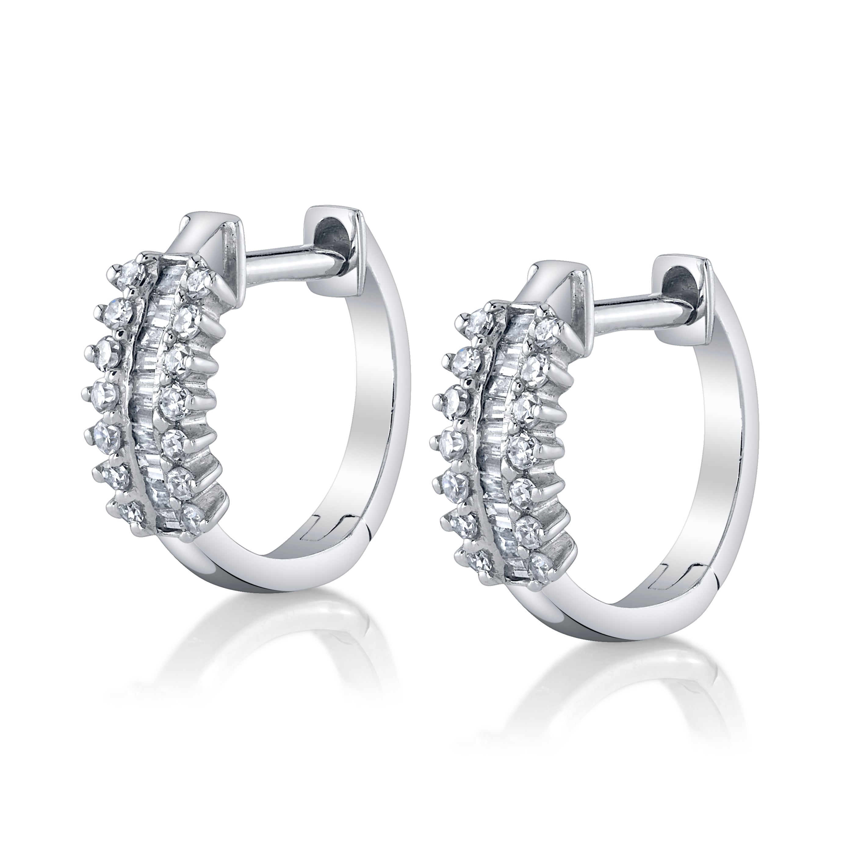 Channel Bezel-set Hoop Huggie Huggie Earrings Roseark Deux Pair  