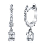 Diamond Huggie with Baguette-Round Dangle Huggie Earrings Roseark Deux Pair  