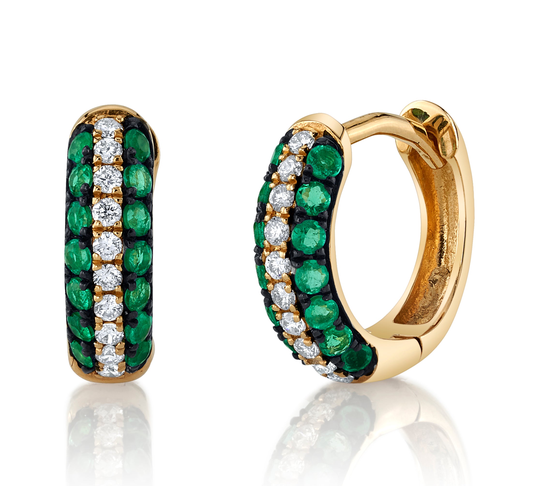 Emerald and Diamond Huggie Huggie Earrings Roseark Deux   
