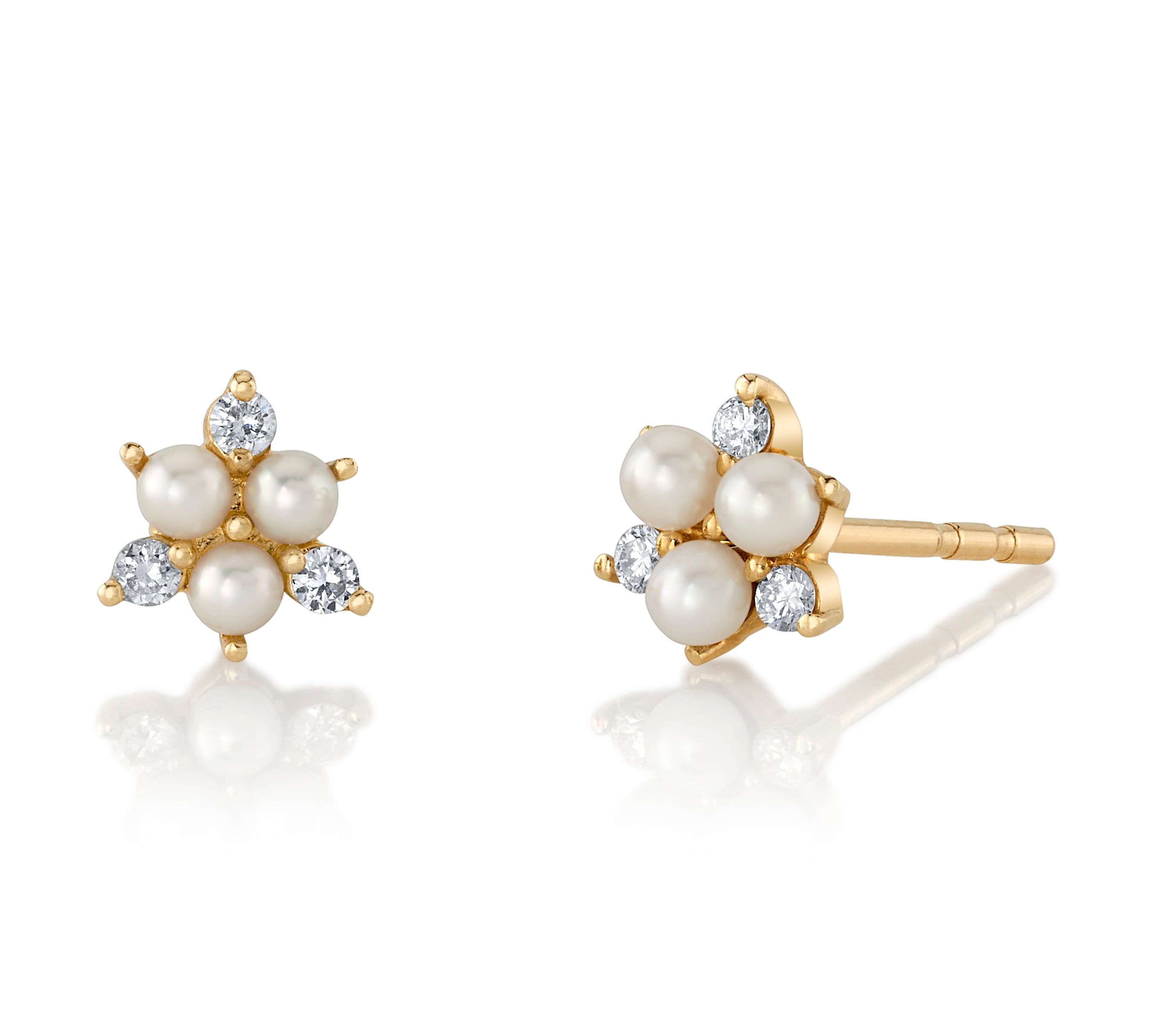Pearl and Diamond Stud Stud Earrings Roseark Deux   
