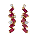 Ruby and Diamond Cluster Stud Stud Earrings Roseark Deux   