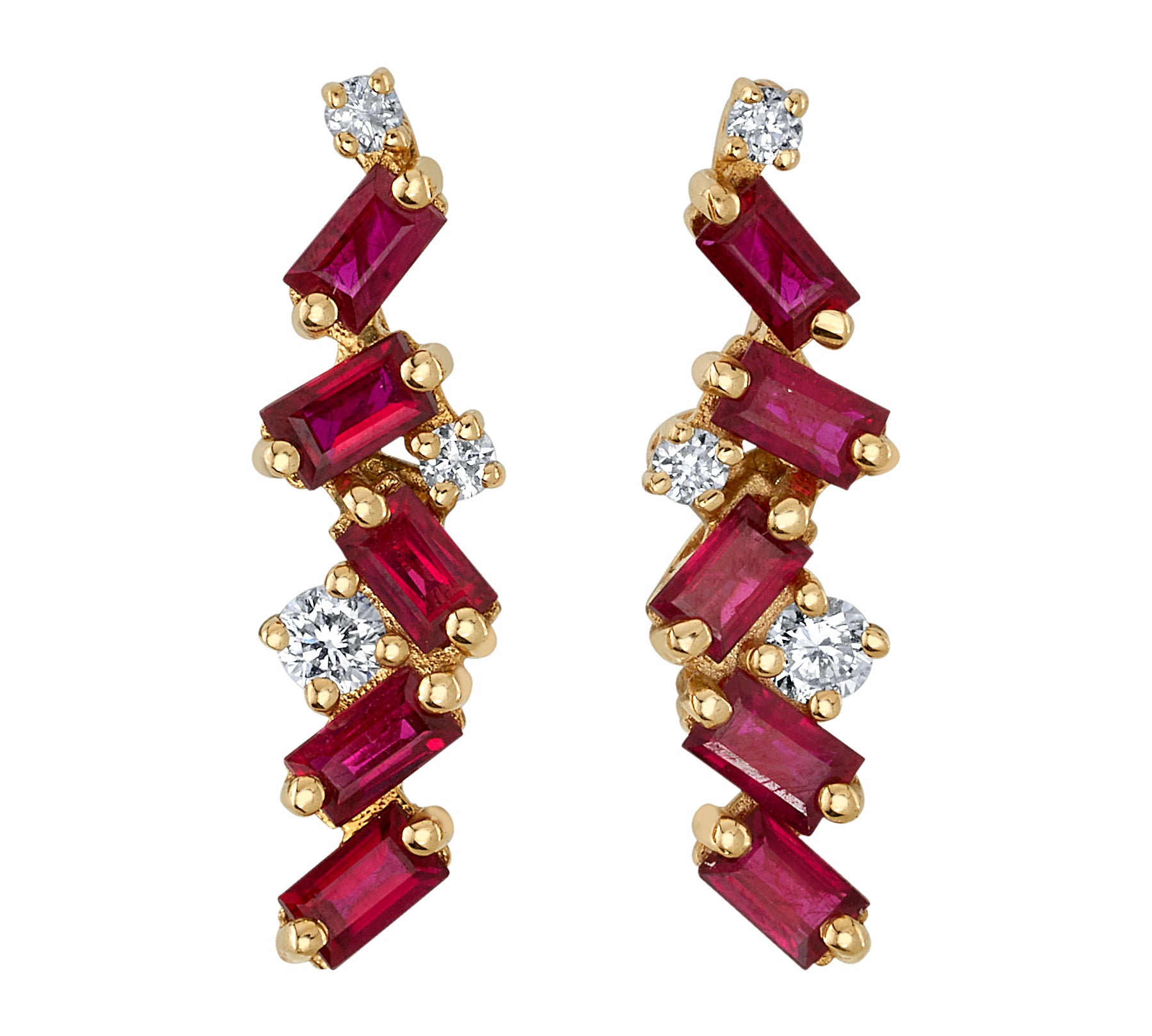 Ruby and Diamond Cluster Stud Stud Earrings Roseark Deux   