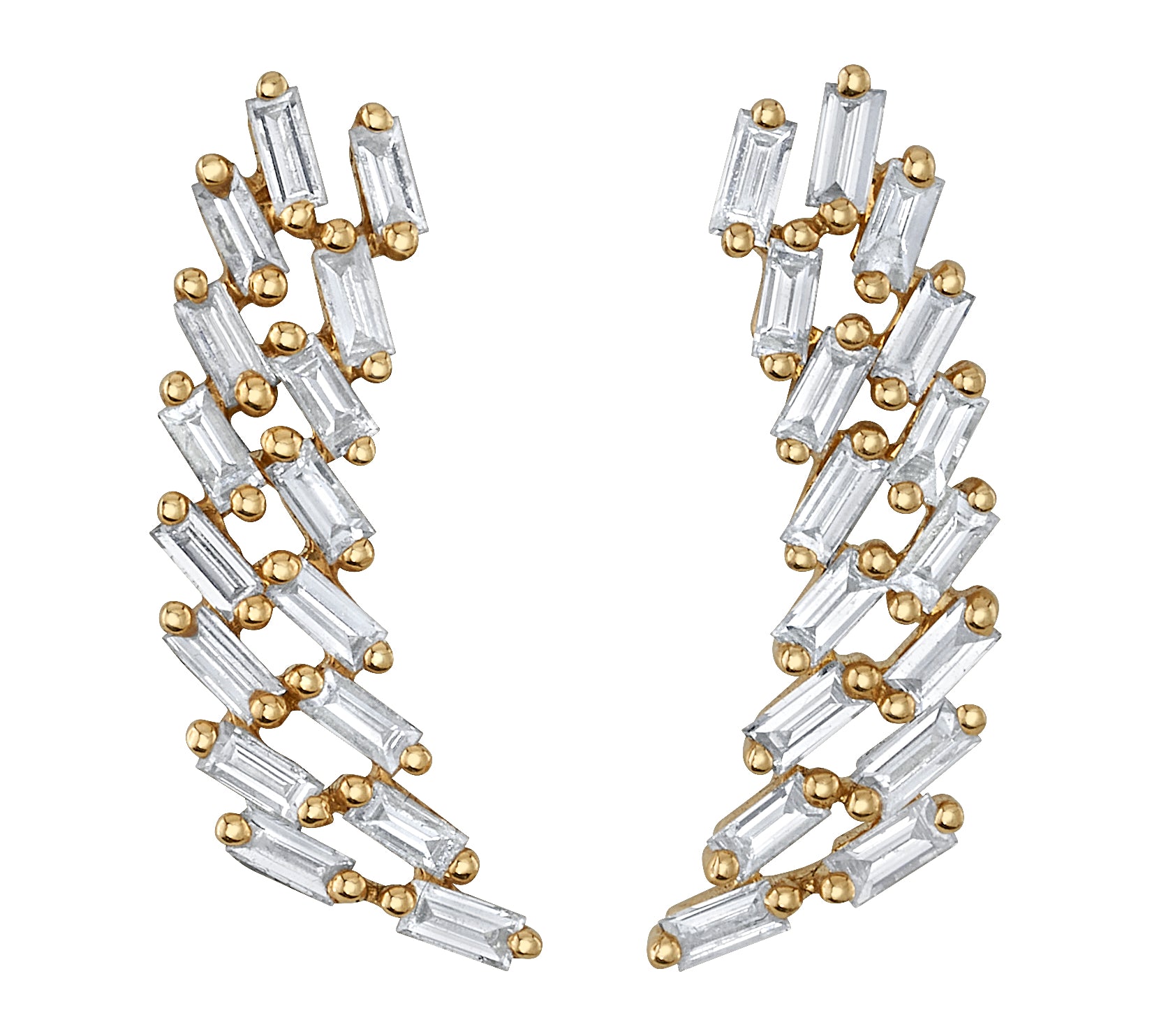 Diamond Baguette Cluster Earring Drop Roseark Deux   