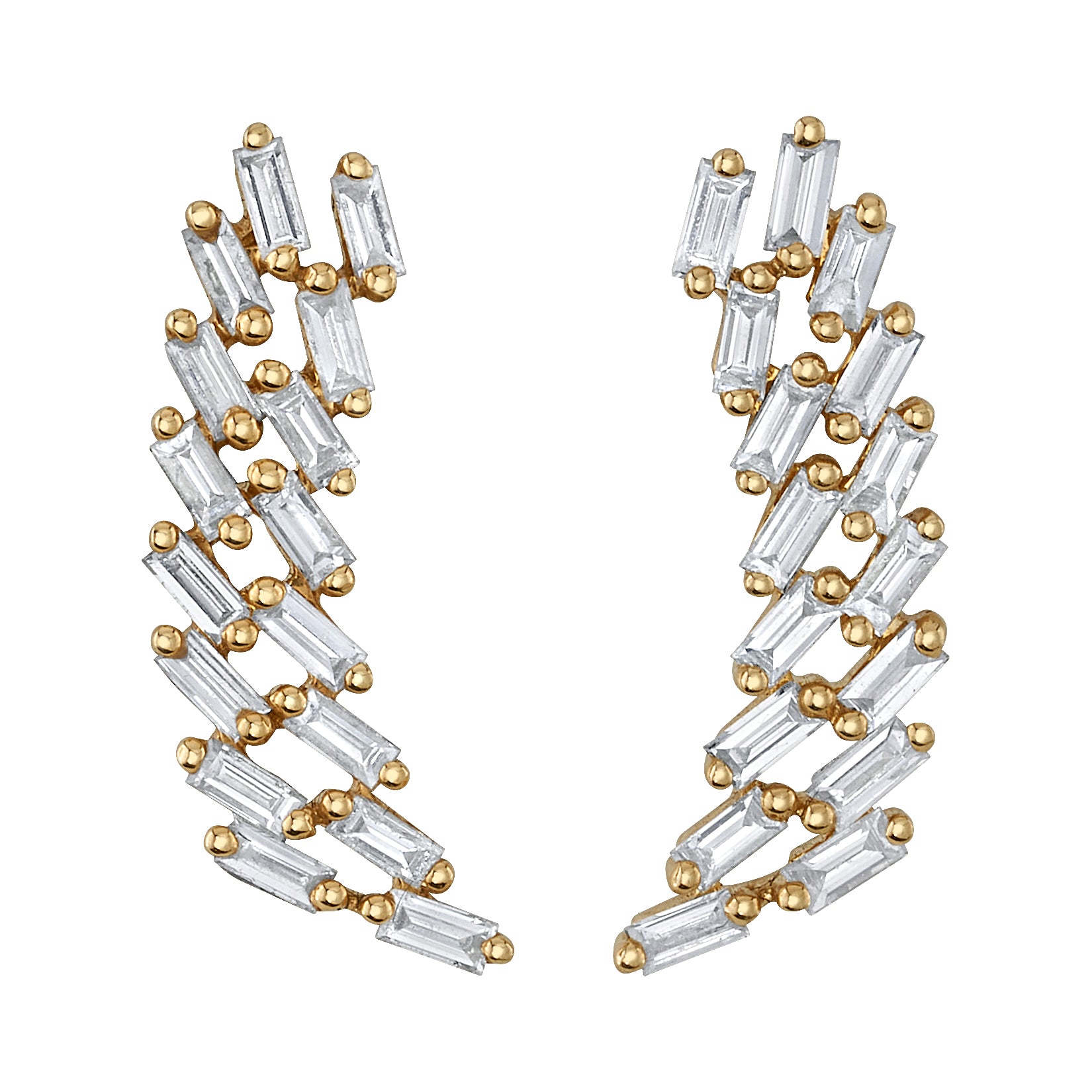Diamond Baguette Cluster Earring Drop Roseark Deux   
