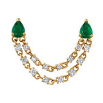 Emerald Double Chain Drop Earring Drop Earrings Roseark Deux   