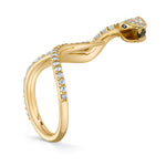 White Diamond Snake Ring with Green Diamond in Mouth Cocktail Perez Bitan   