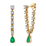 Diamond Chain Earring with Emerald Drop Drop Earrings Roseark Deux   