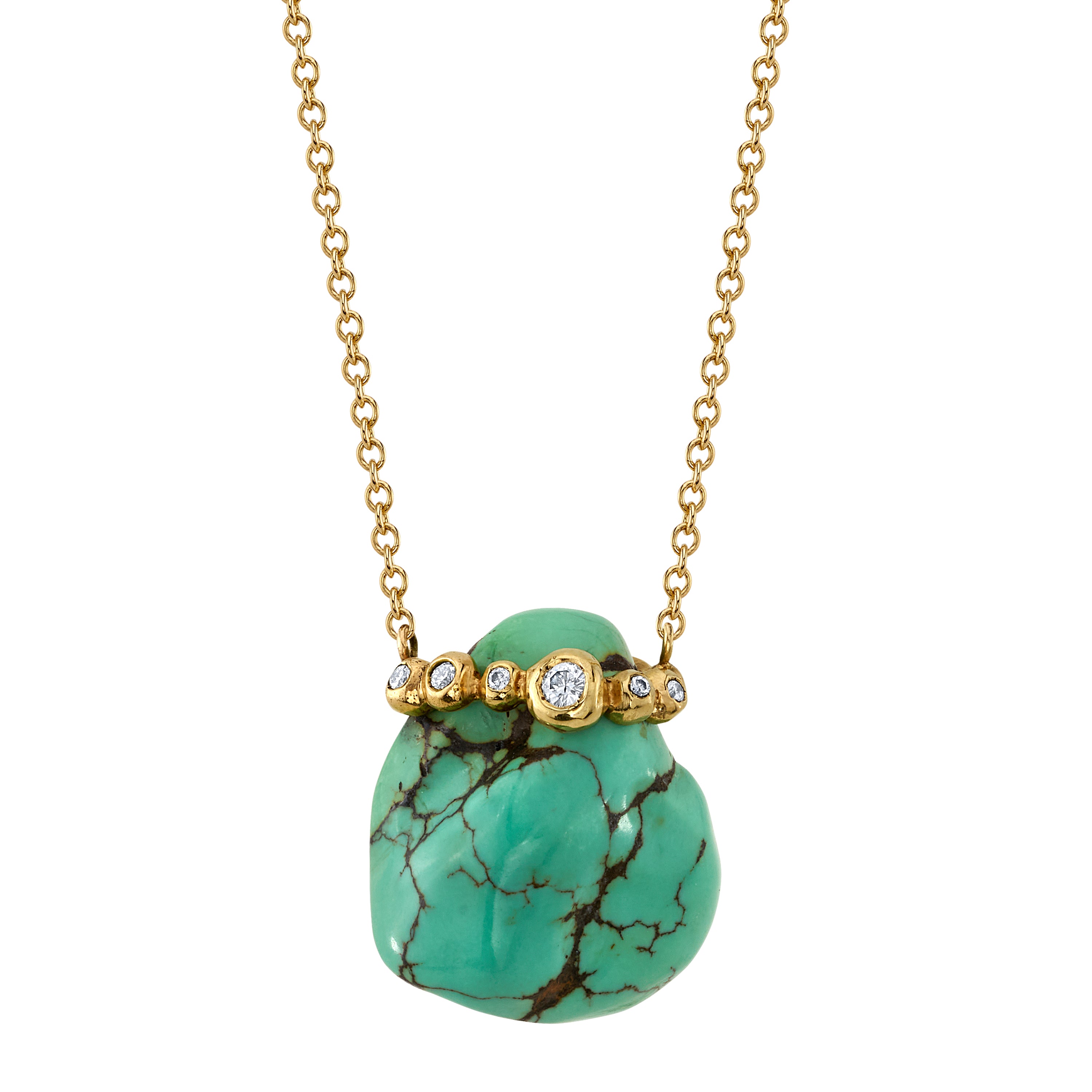 Turquoise Nugget Necklace with Diamonds Necklace Jill Hoffmeister   