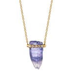 Tanzanite Crystal Necklace with Diamonds Necklace Jill Hoffmeister   