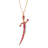 Ruby and Diamond Dagger Necklace Pendant Hanut Singh   