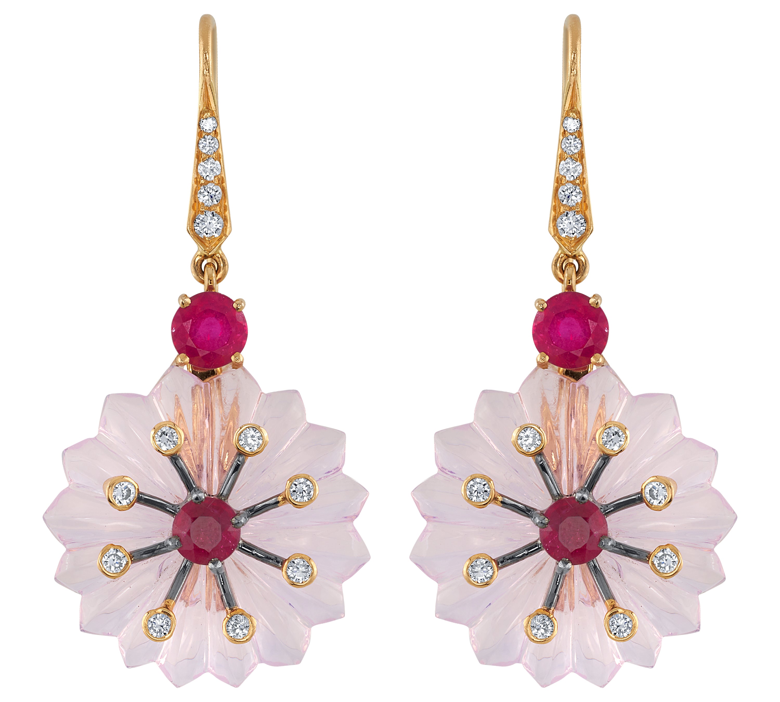 Lavender Crystal Flower Earrings Drop Hanut Singh   