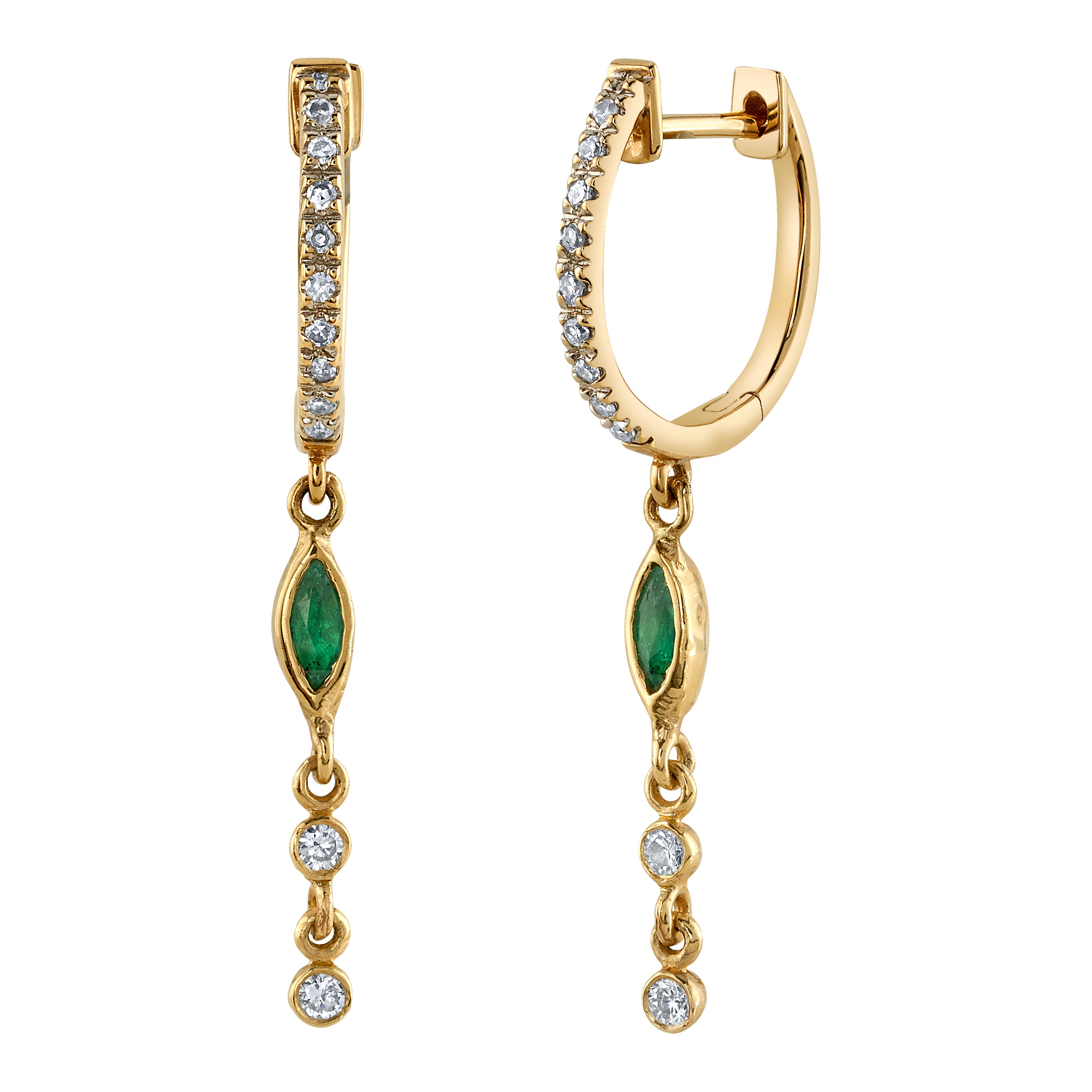 Marquise Drop Earring, Emerald and Diamond Drop Earrings Jaine K Designs   