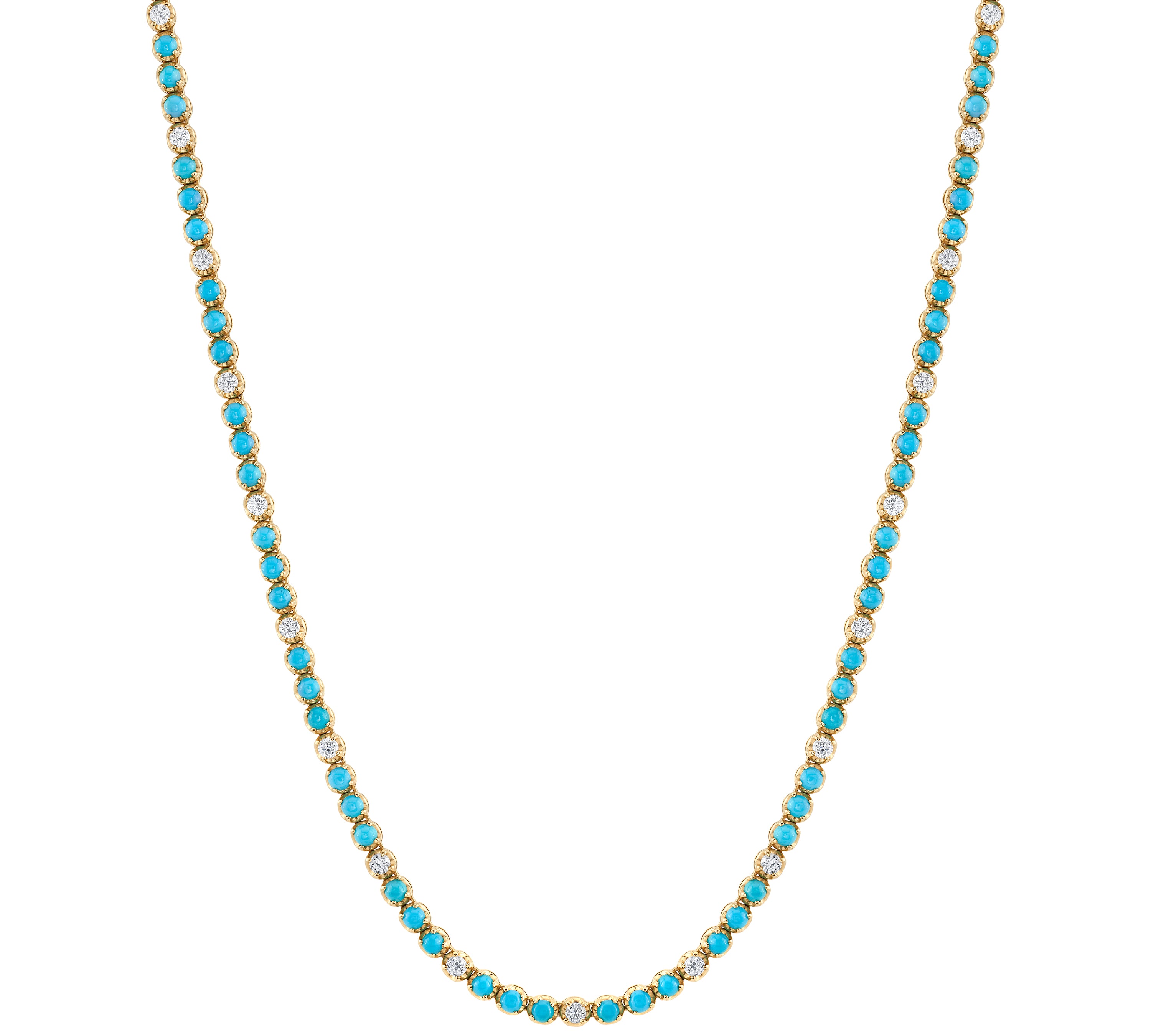 Turquoise and Diamond Tennis Necklace Tennis Roseark Deux   