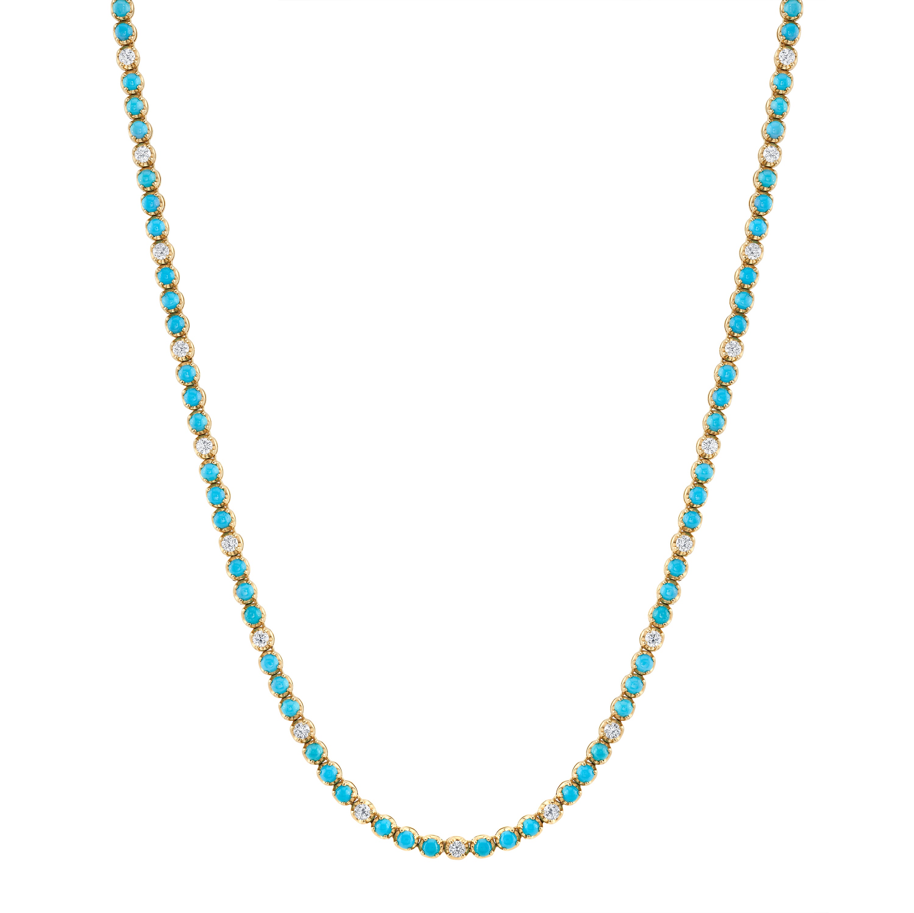 Turquoise and Diamond Tennis Necklace Tennis Roseark Deux   