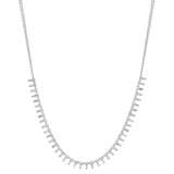 Diamond Baguette Fringe Necklace Collar Roseark Deux White Gold  