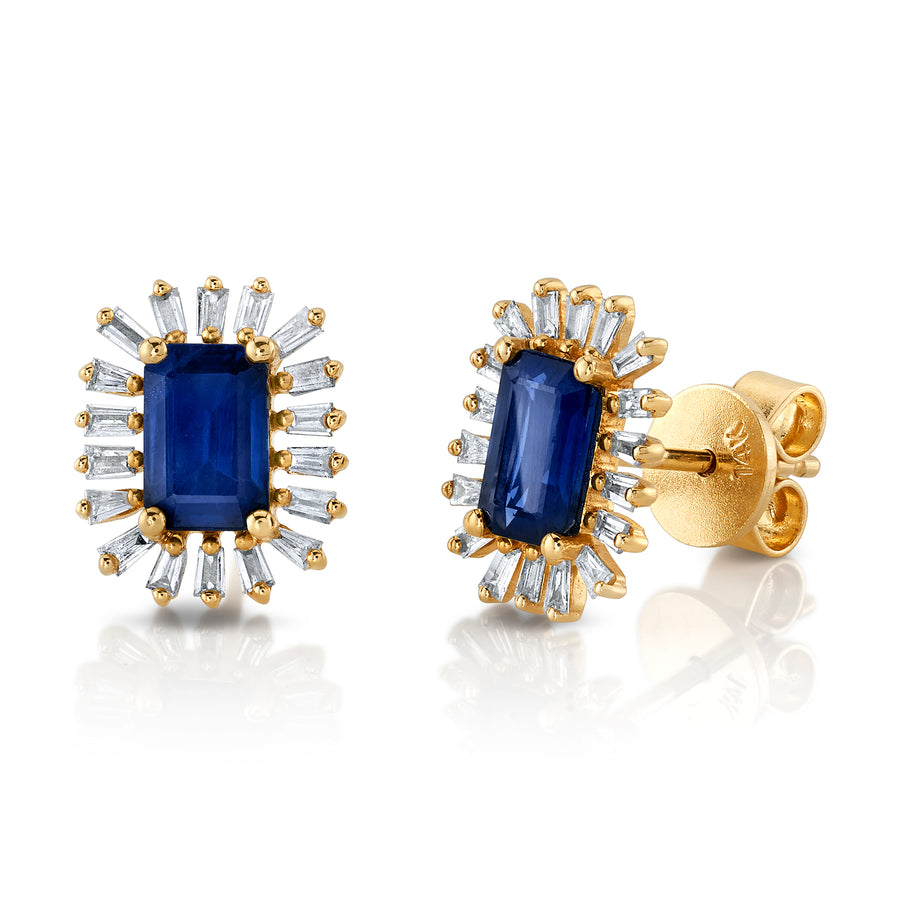 Spiked Diamond and Blue Sapphire Stud Studs Roseark Deux   