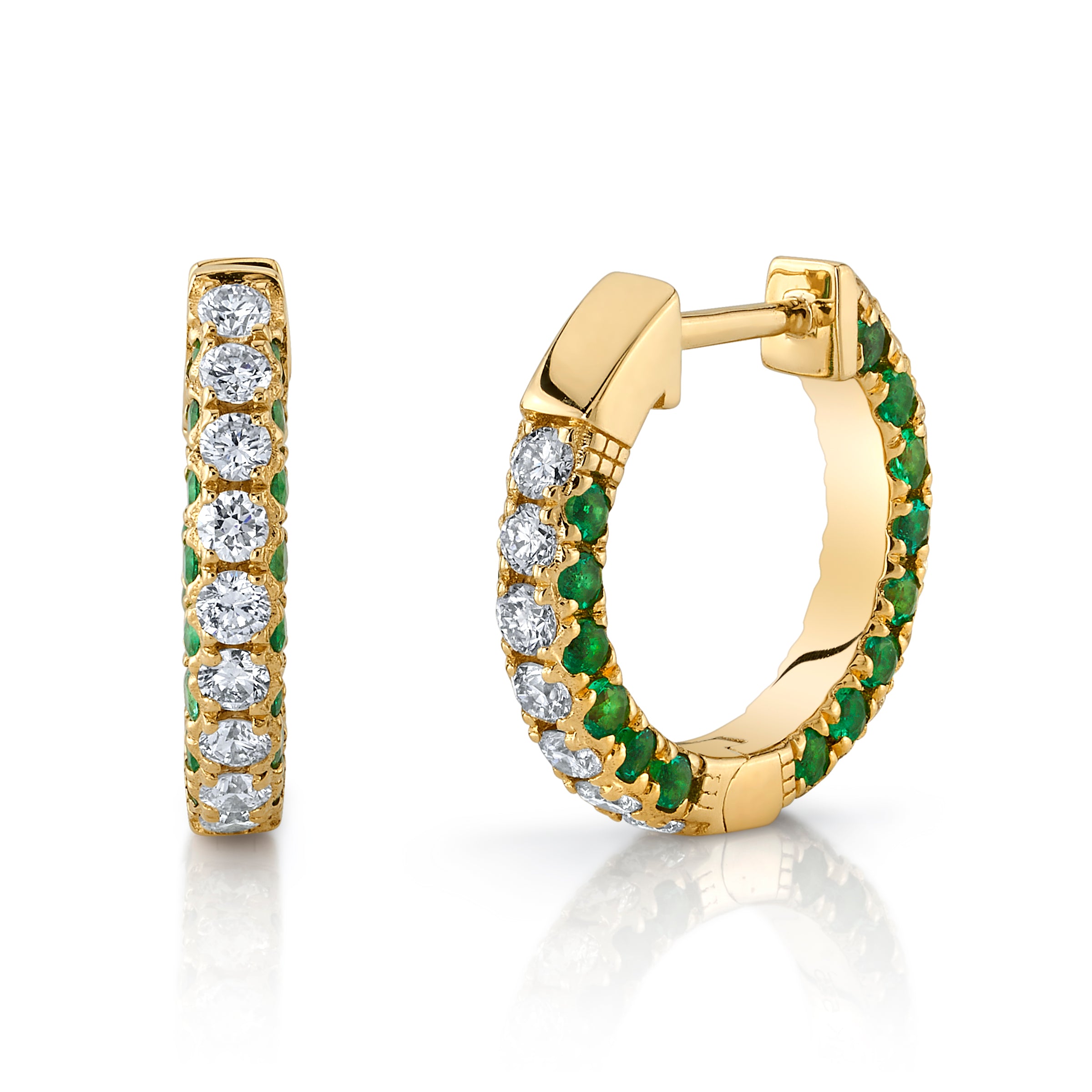 Diamonds and Emeralds Huggie Huggie Earrings Roseark Deux   