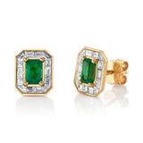 Emerald and Diamond Multi Baguette Stud Studs Roseark Deux   