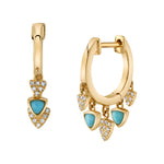 Turquoise and Diamond Fringe Hoop Huggie Earrings Roseark Deux   
