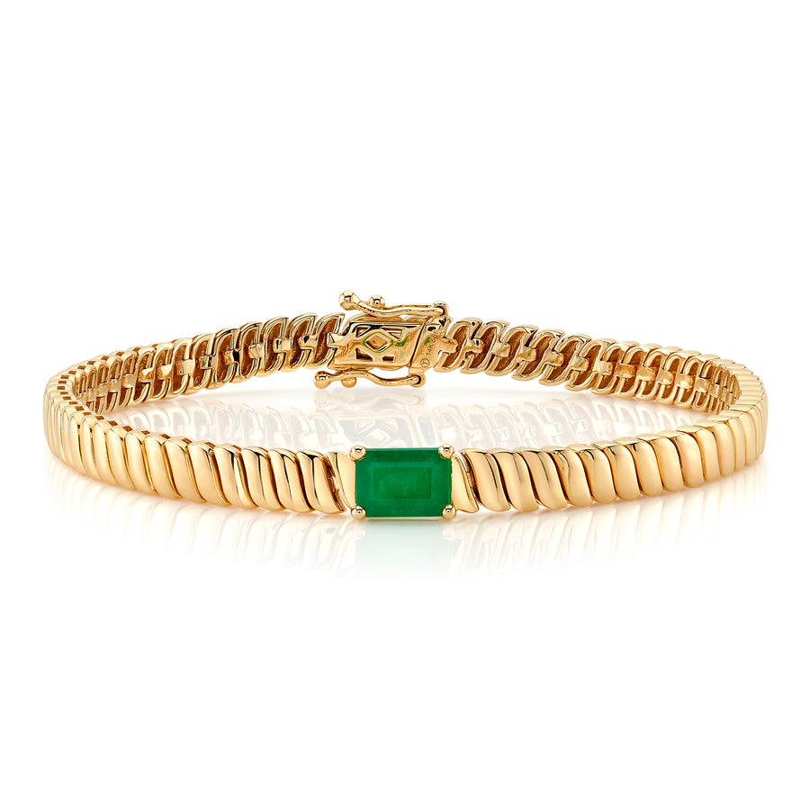 Emerald Baguette Bracelet Chain Roseark Deux   