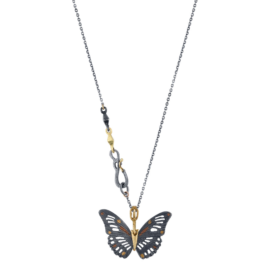 Monarch Rose Bronze Butterfly Necklace Pendant James Banks Design   